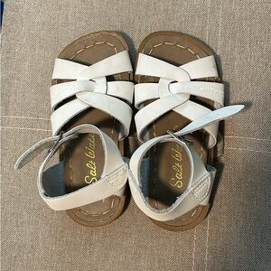 White Kids Leather Sandals - Classic Strappy Style